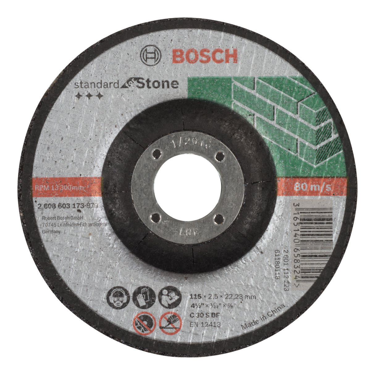 Bosch Professional Stone Cutting Disc with Depressed Centre C 30 S BF - 115mm x 22.23mm x 2.5mm