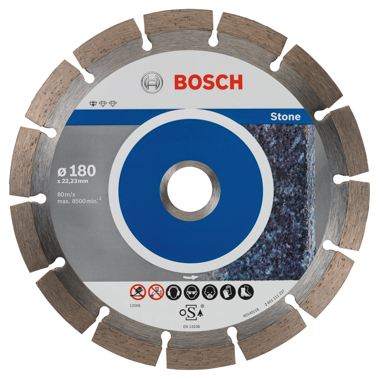 Bosch Professional Standard Diamond Cutting Disc for Stone - 180 x 22.23 x 2 x 10 mm