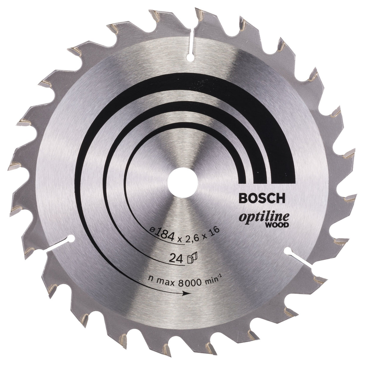 Bosch Professional Optiline Wood Circular Saw Blade - 184 x 16 x 2.6 mm, 24 Teeth