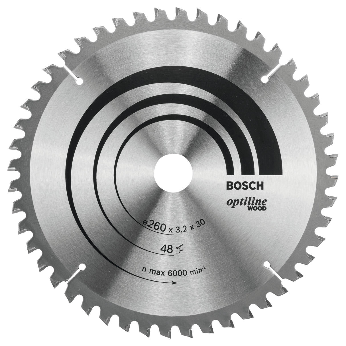 Bosch Professional Optiline Wood Circular Saw Blade - 260mm x 30mm x 3.2mm, 48 Teeth
