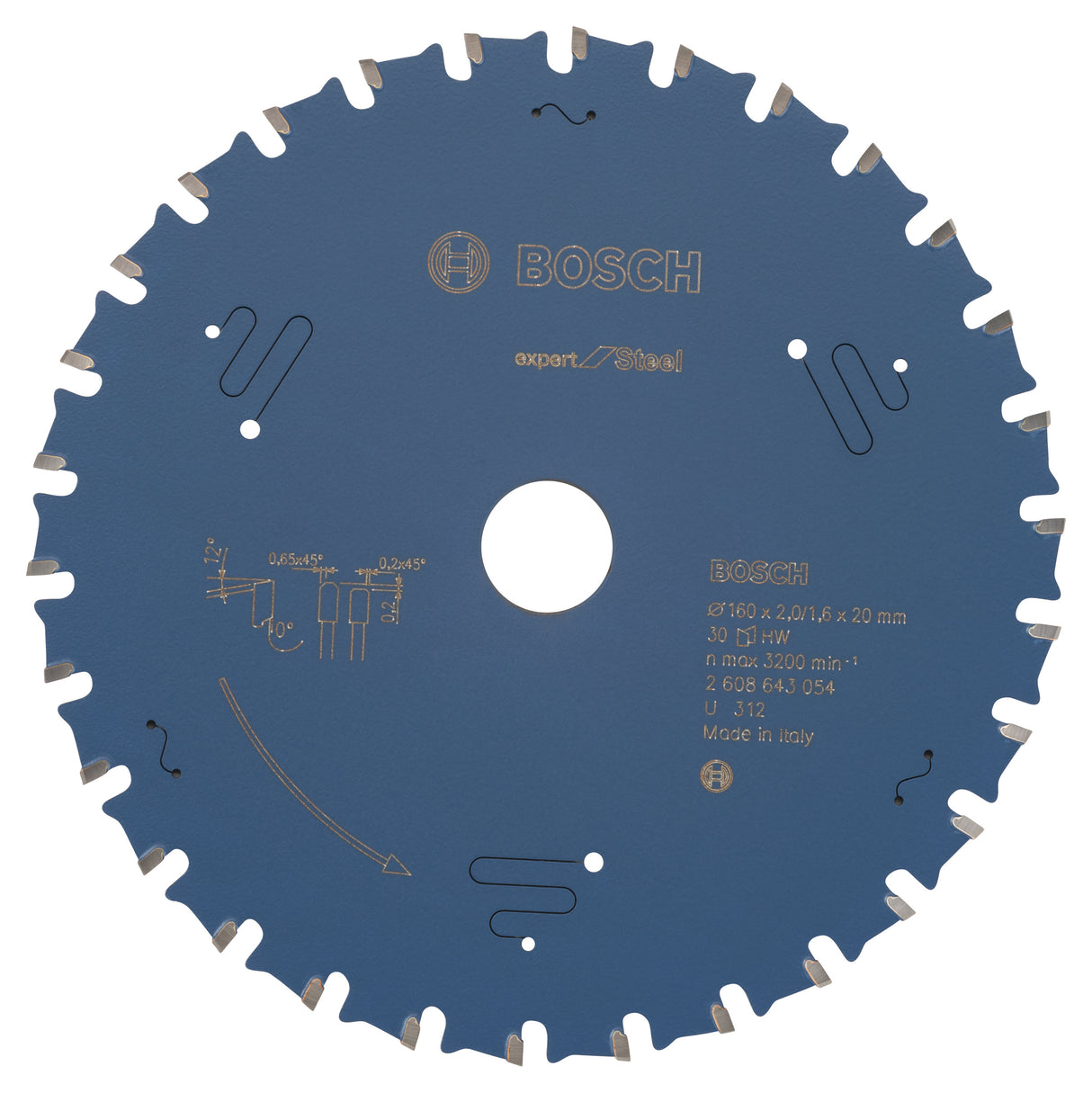 Bosch Professional Circular Saw Blade Expert for Steel - 160 x 20 x 2.0 mm, 30 Teeth