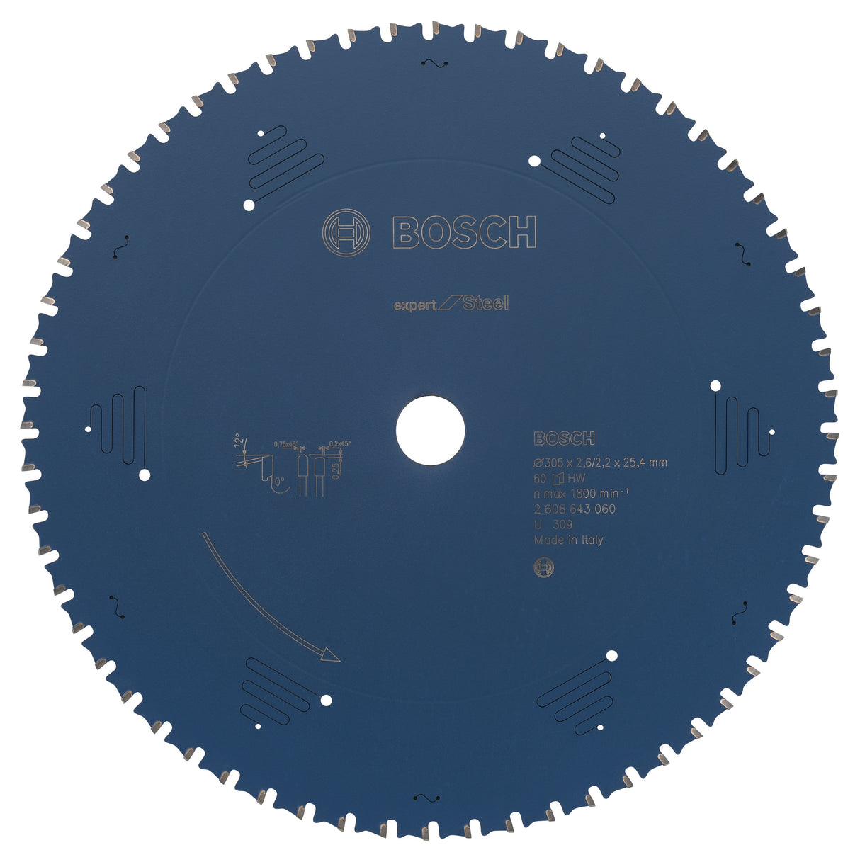 Bosch Professional Circular Saw Blade Expert for Steel - 305 x 25.4 x 2.6 mm, 60 Teeth