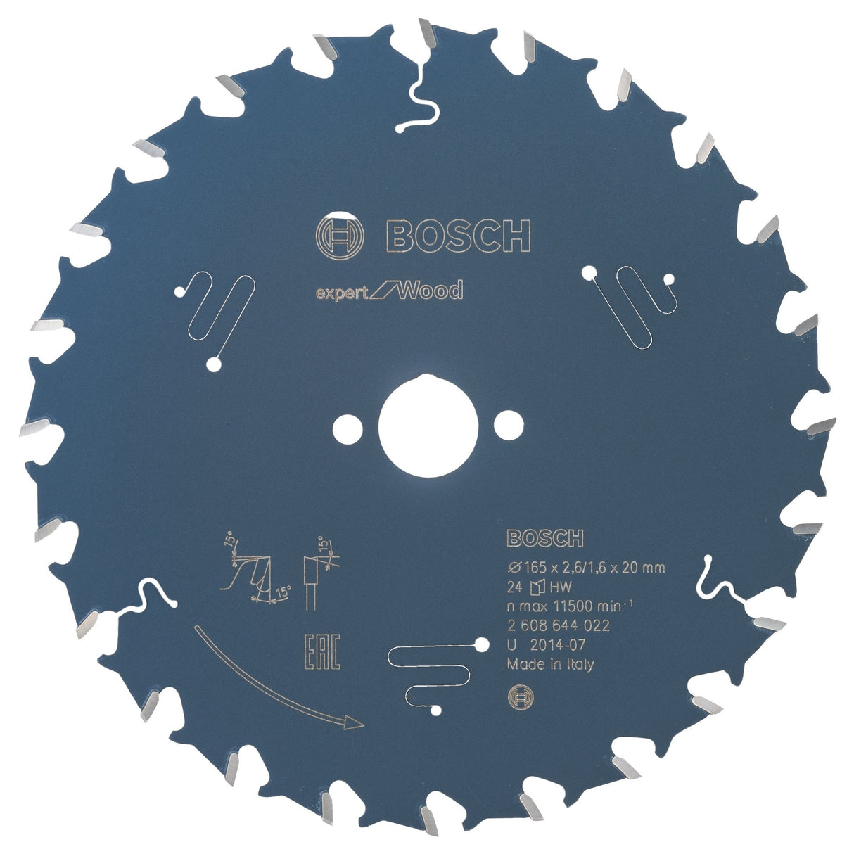 Bosch Professional Circular Saw Blade Expert for Wood - 165 x 20 x 2.6 mm, 24 Teeth