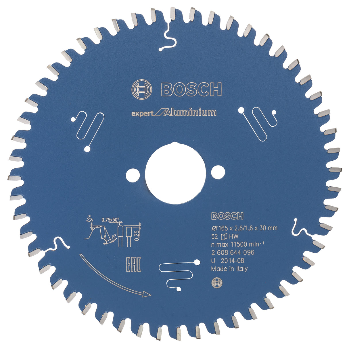 Bosch Professional Circular Saw Blade Expert for Aluminium - 165 x 30 x 2.6 mm, 52 Teeth