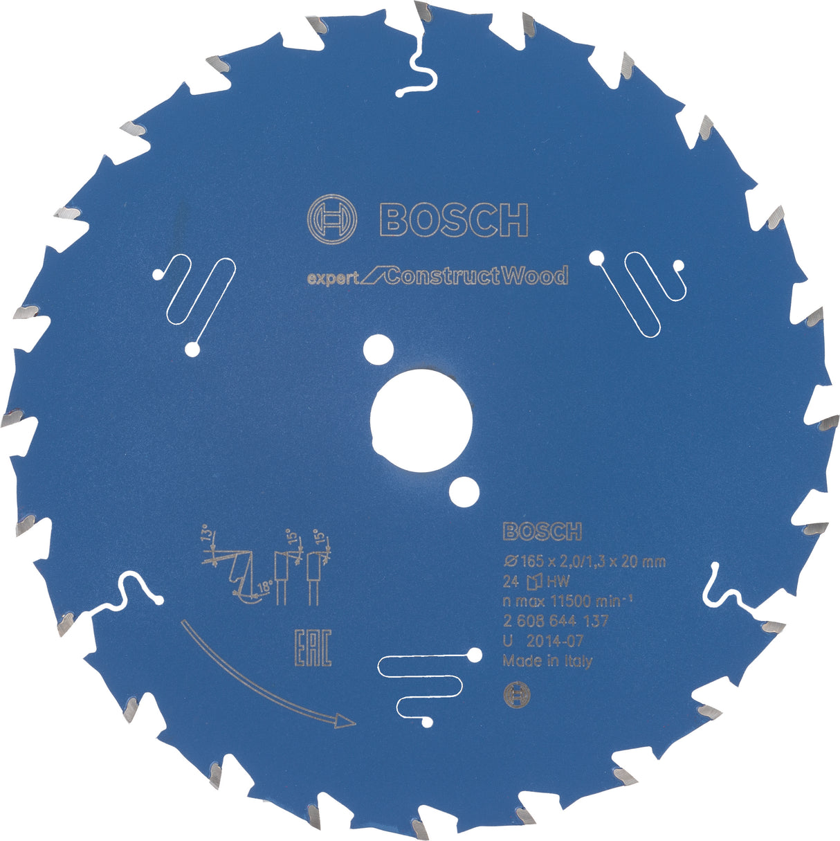 Bosch Professional Expert Circular Saw Blade for Construct Wood - 165 x 20 x 2.0 mm, 24 Teeth