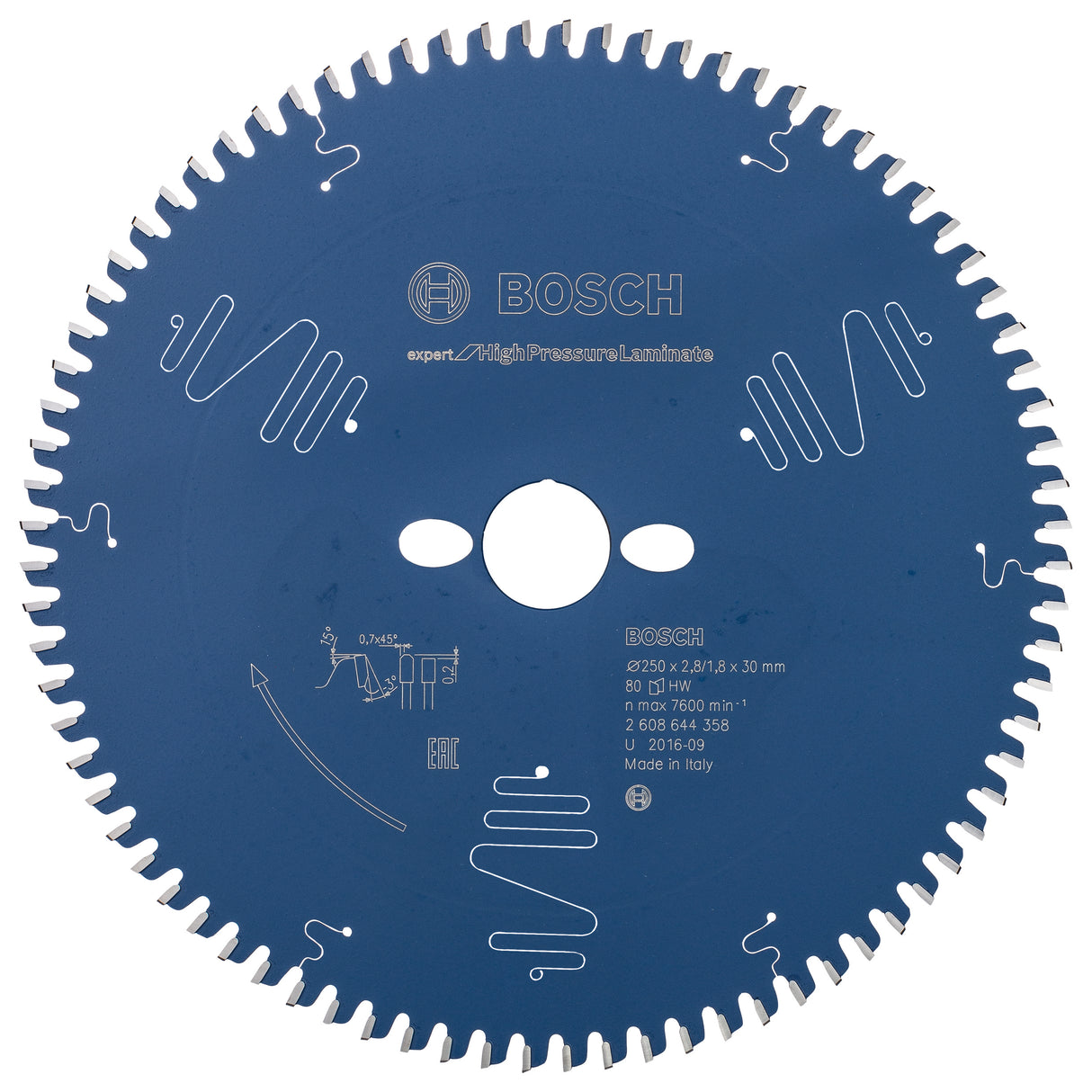 Bosch Professional Expert High Pressure Laminate Circular Saw Blade for Miter Saw - 250x30x2.8x80T