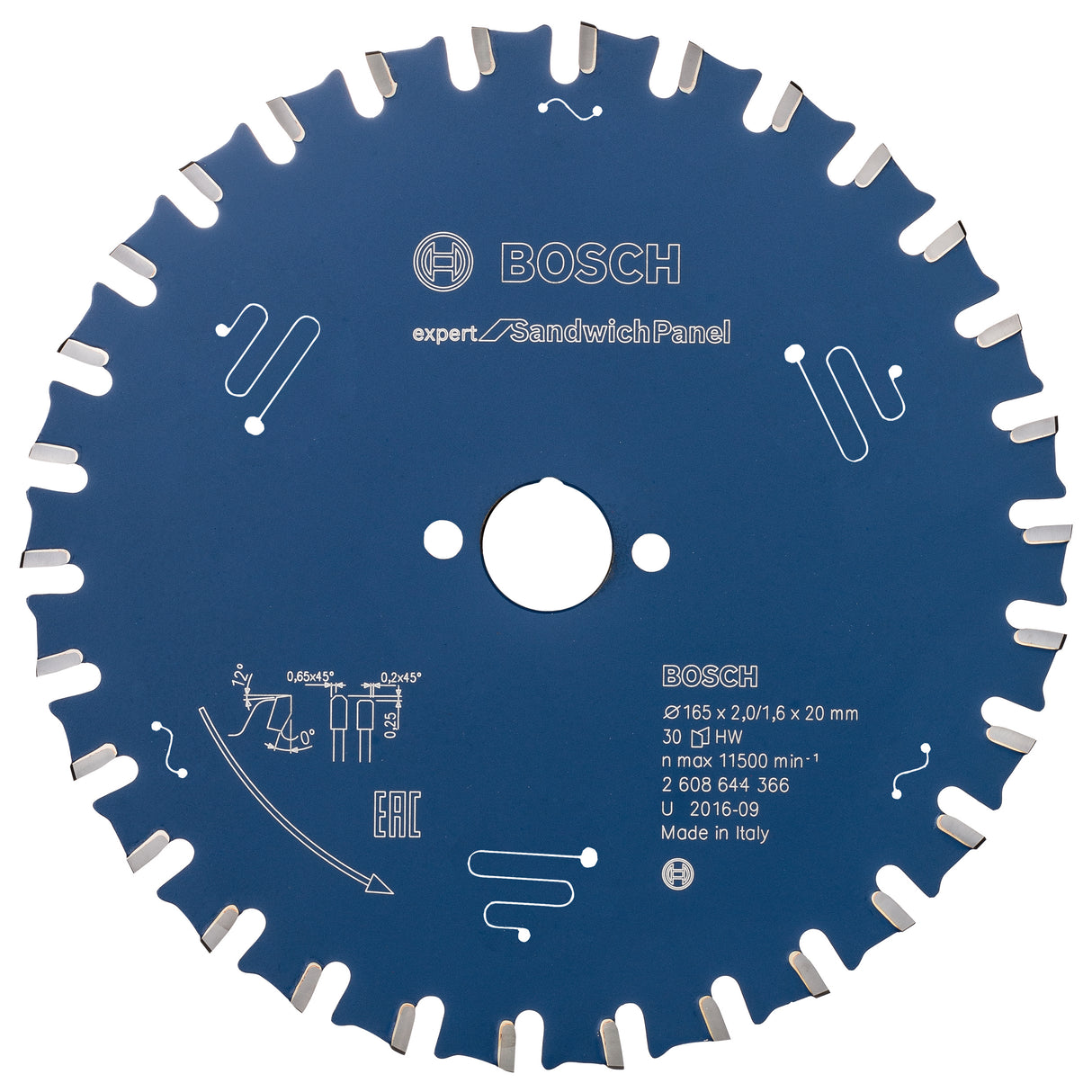 Bosch Professional Expert Circular Saw Blade for Hand Held Saws - Sandwich Panel, 165x20x2x30T