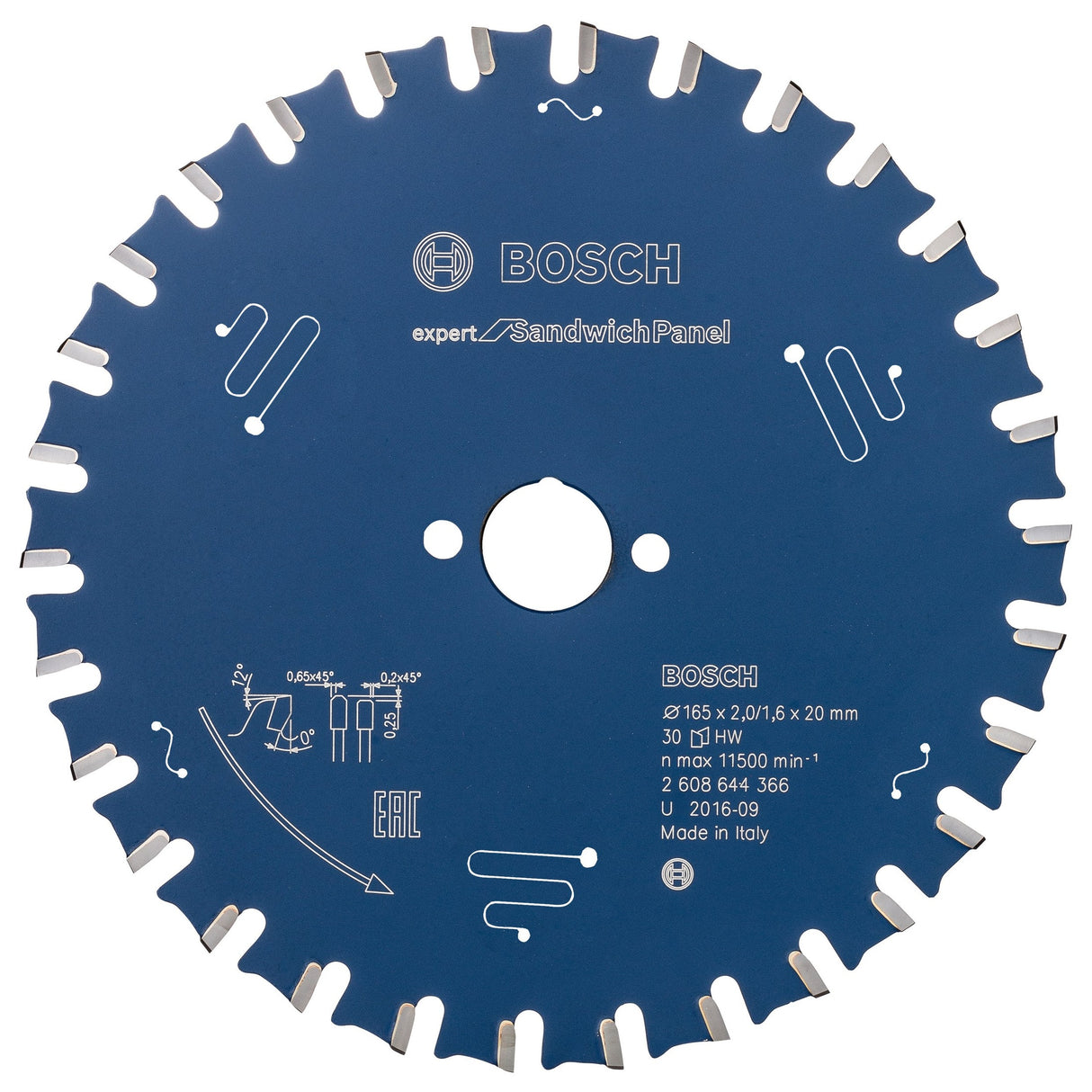 Bosch Professional Expert Circular Saw Blade for Hand Held Saws - Sandwich Panel, 165x20x2x30T