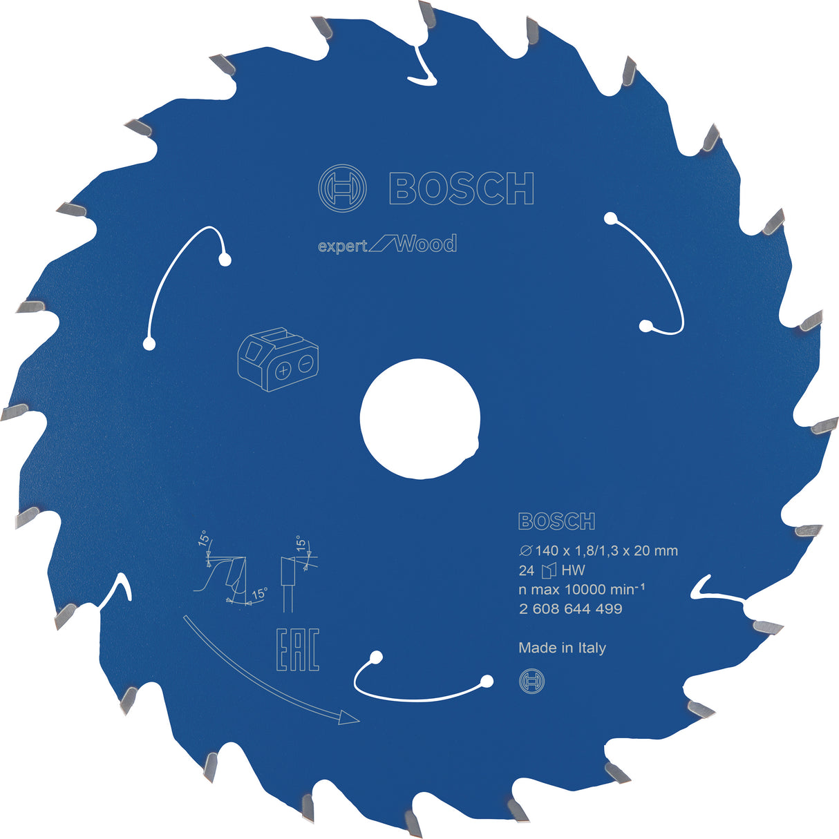 Bosch Professional Expert Circular Saw Blade for Cordless Saws - Wood, 140x1.8/1.3x20 T24