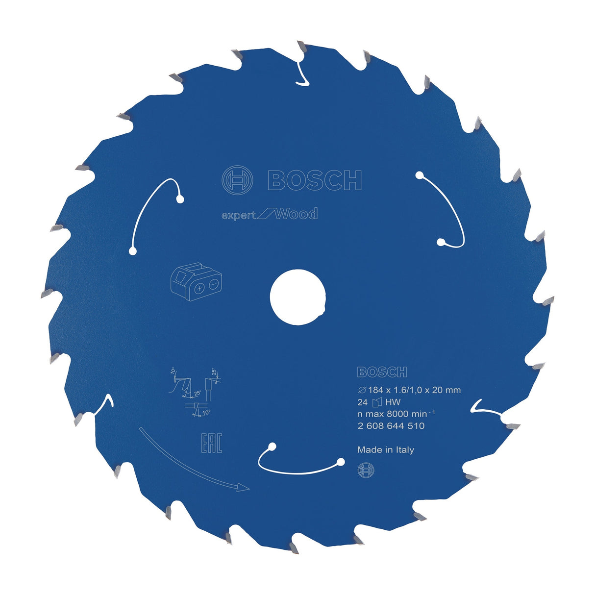 Bosch Professional Expert Circular Saw Blade for Wood - Cordless Saws - 184x1.6/1x20 T24