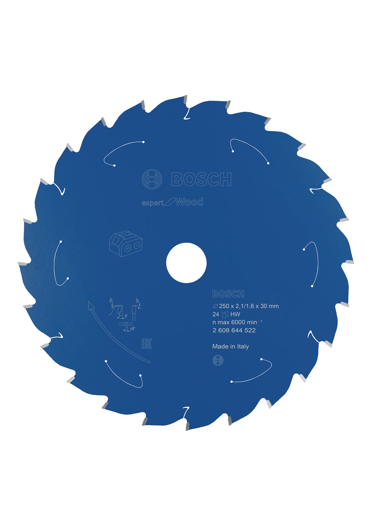 Bosch Professional Expert Circular Saw Blade for Wood - Cordless Saws - 250x2.1/1.6x30 T24