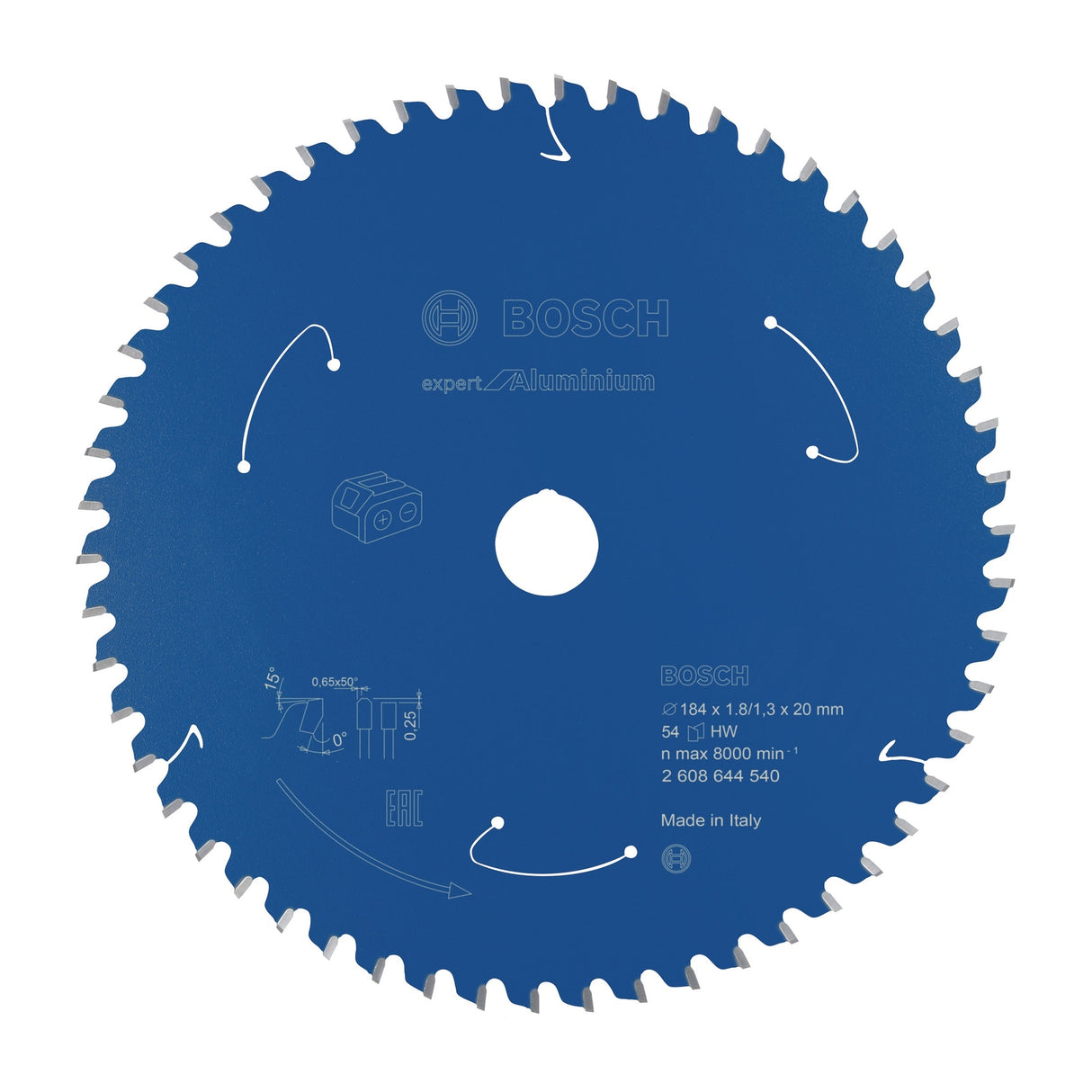 Bosch Professional Expert Aluminium Circular Saw Blade for Cordless Saws - 184x1.8/1.3x20 T54