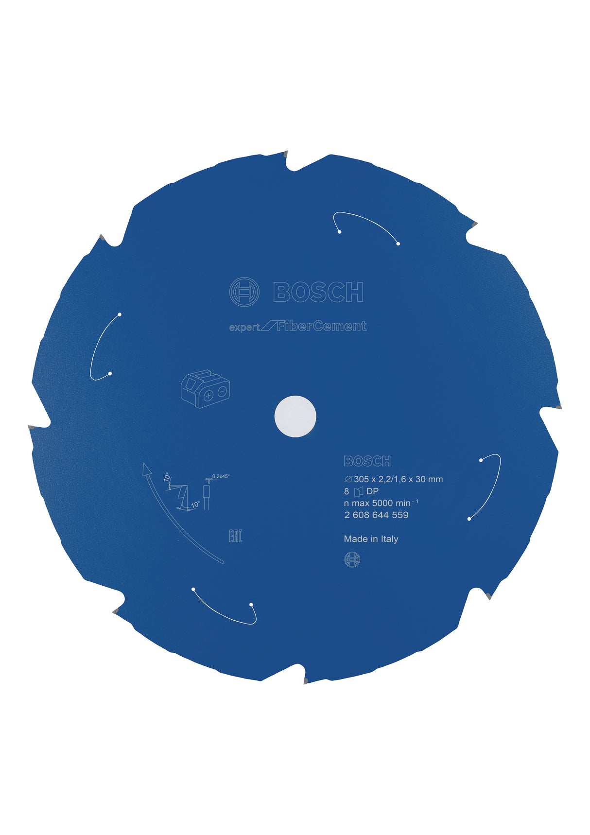 Bosch Professional Expert Fibre Cement Circular Saw Blade for Cordless Saws - 305x2.2/1.6x30 T8