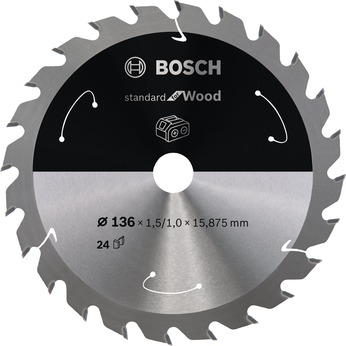 Bosch Professional Circular Saw Blade for Cordless Saws - Standard for Wood - 136x1.5/1x15.875 T24