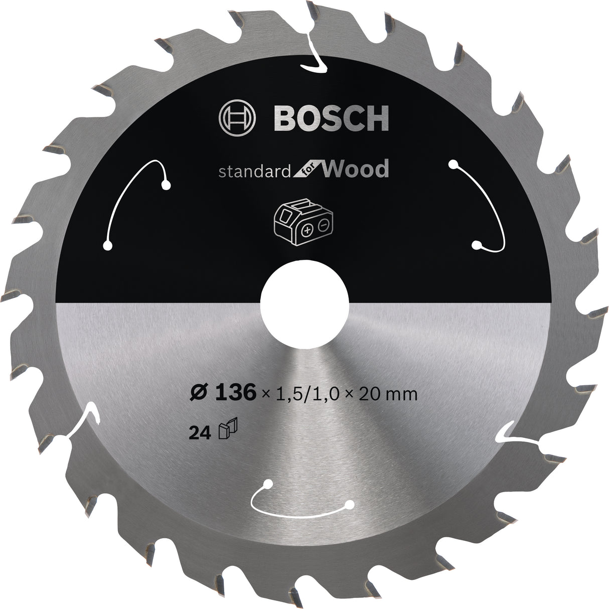 Bosch Professional Circular Saw Blade for Cordless Saws - Standard for Wood - 136x1.5/1x20 T24