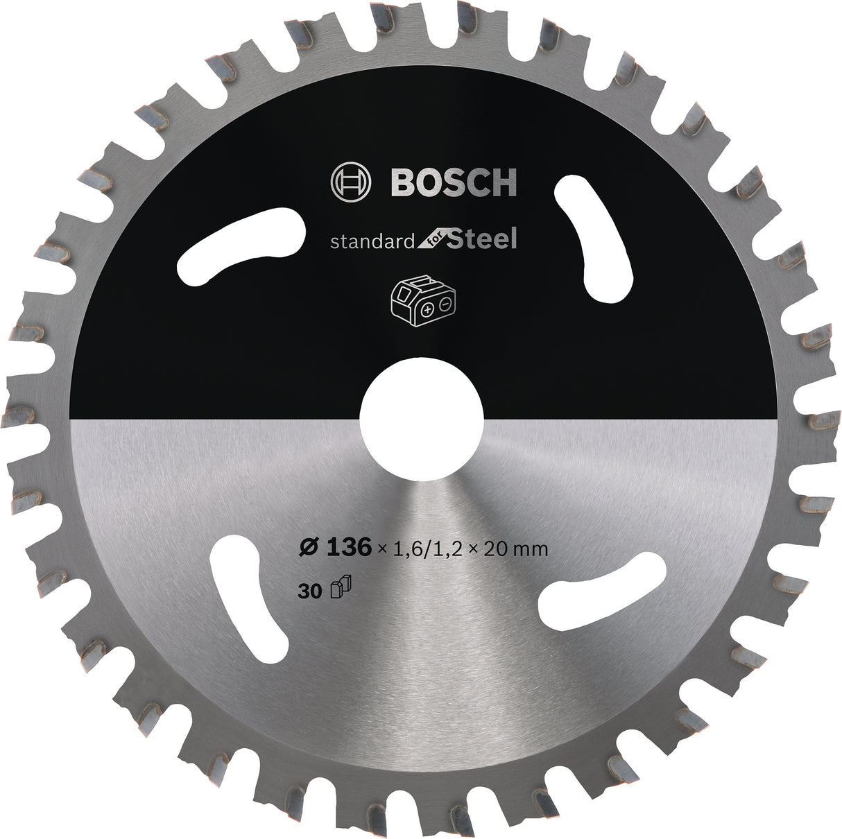 Bosch Professional Circular Saw Blade for Cordless Saws - Standard Steel, 136x1.6/1.2x20 T30