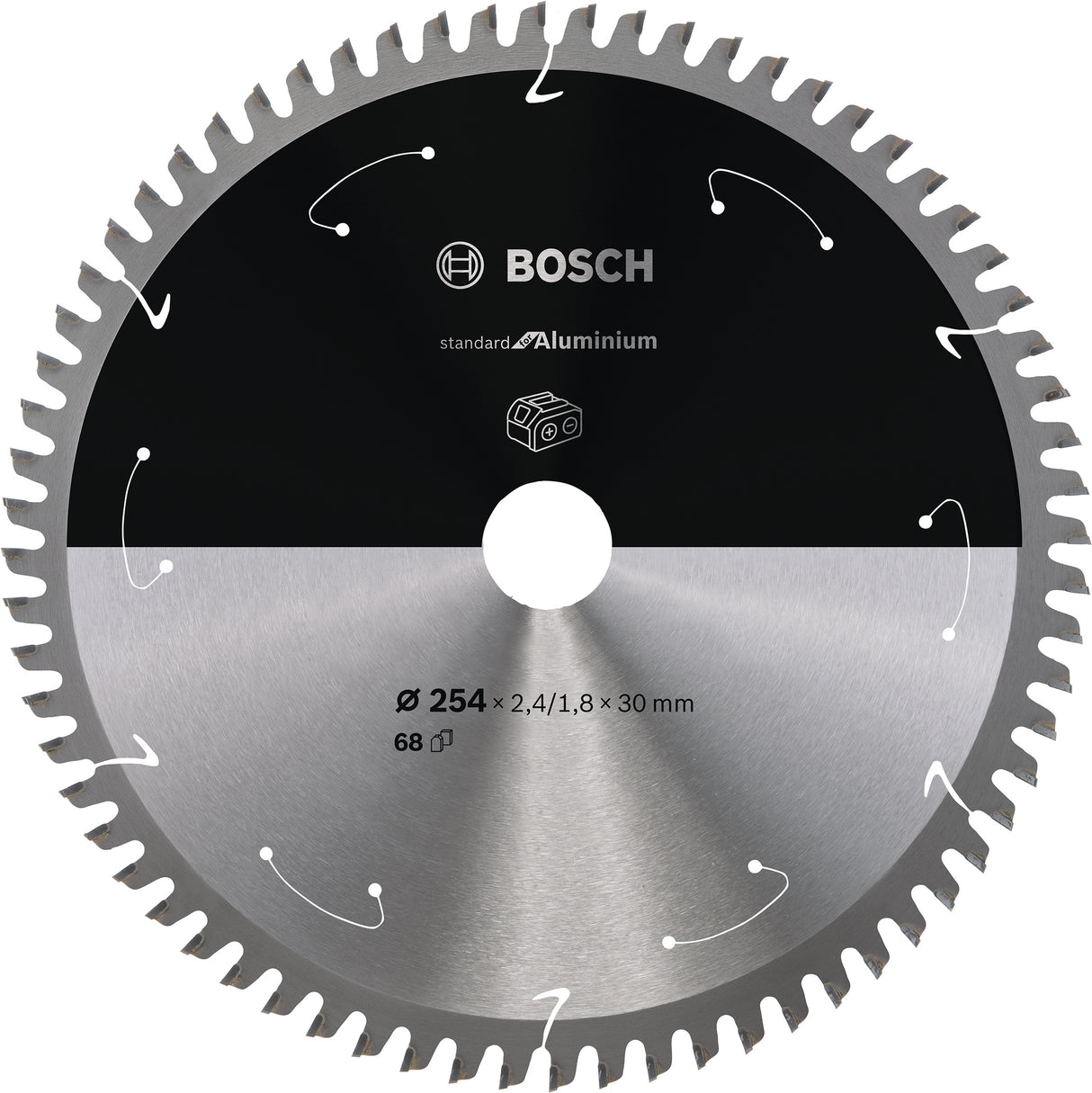 Bosch Professional Aluminium Circular Saw Blade for Cordless Saws - 254x2.4/1.8x30 T68 - Standard