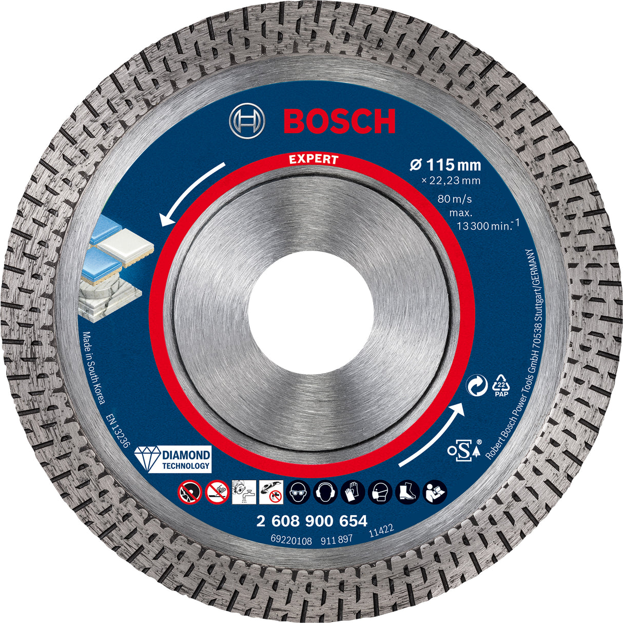 Bosch Professional HardCeramic Diamond Cutting Disc - 115 x 22.23 x 1.4 x 10 mm