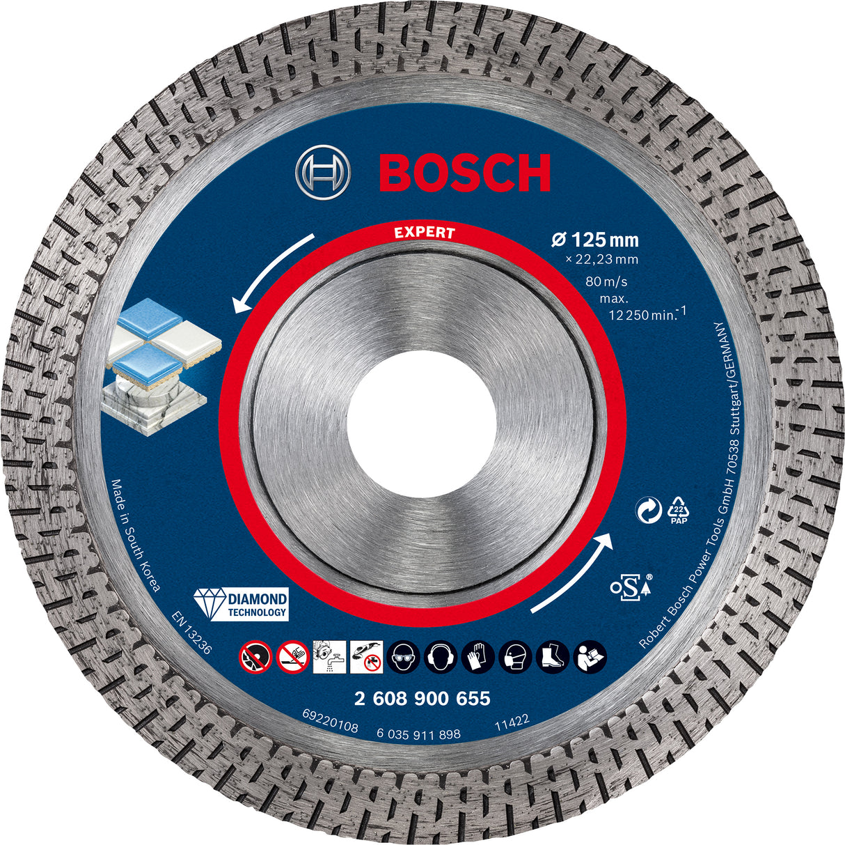 Bosch Professional HardCeramic Diamond Cutting Disc - 125 x 22.23 x 1.4 x 10 mm