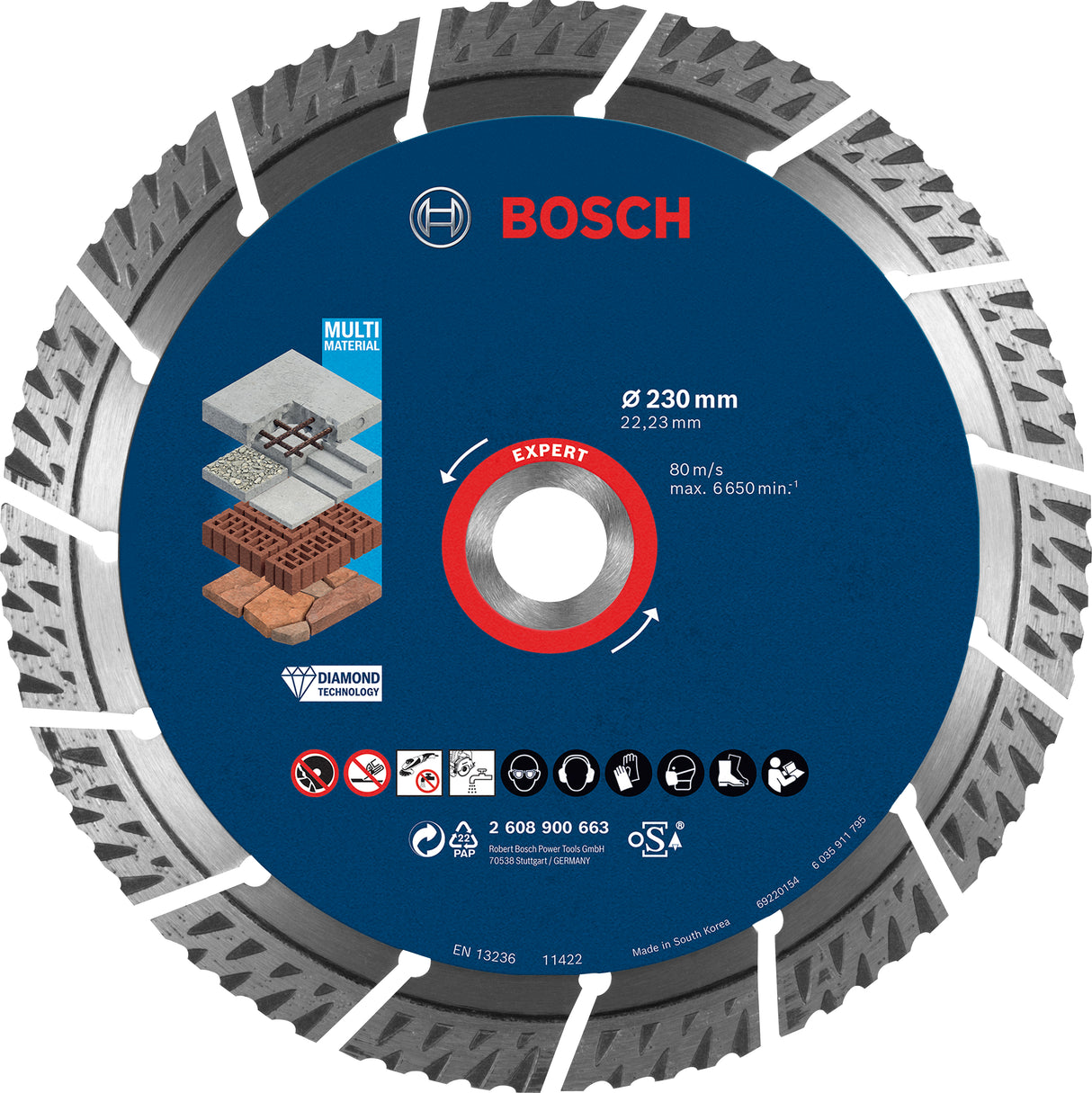 Bosch Professional MultiMaterial Diamond Cutting Disc - 230x22.23x2.4x15mm