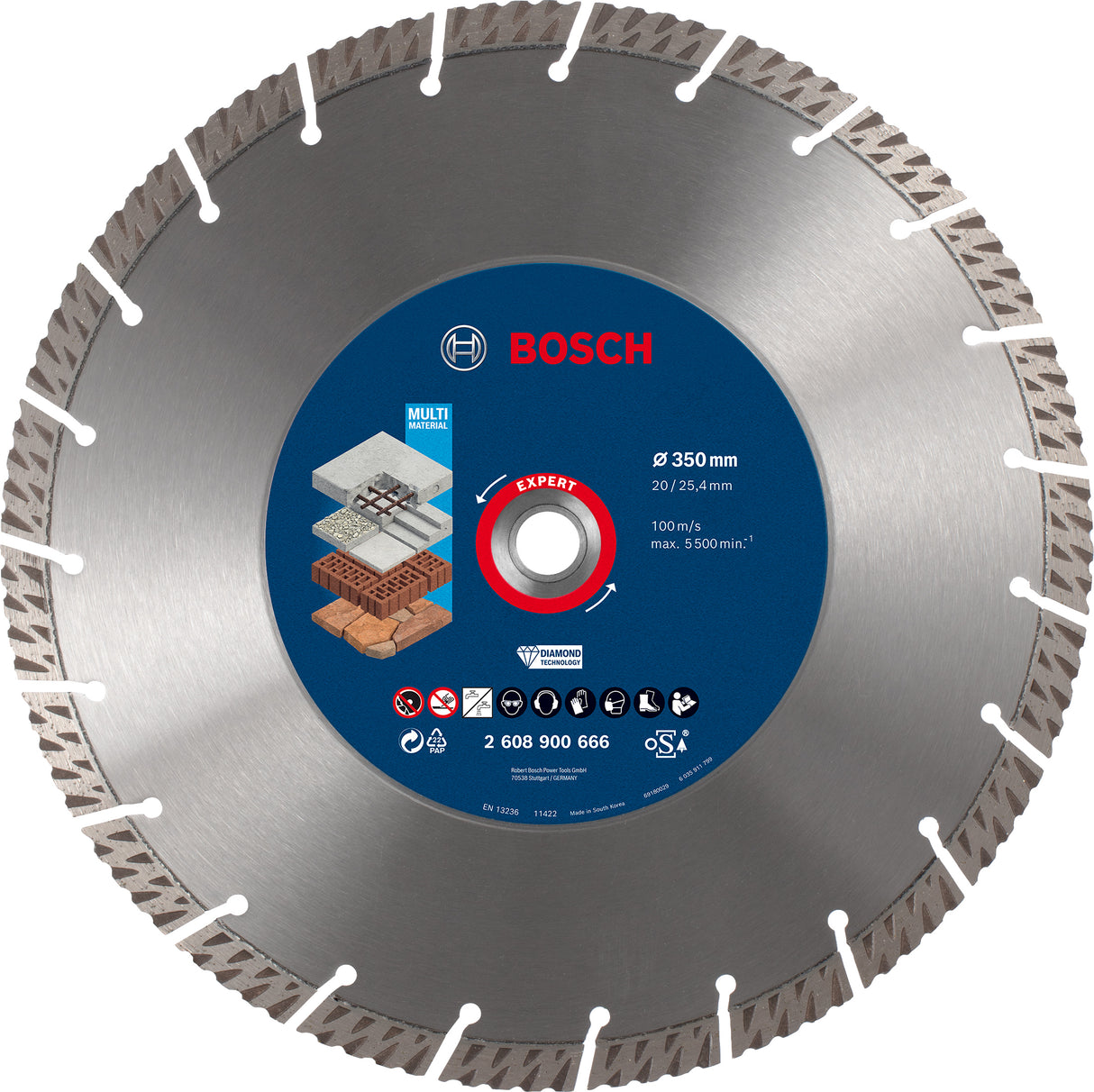 Bosch Professional MultiMaterial Diamond Cutting Disc - 350 x 20/25,40 x 3,3 x 15 mm