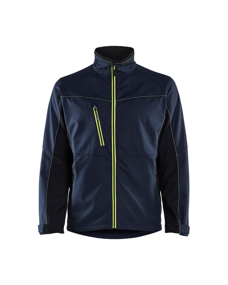 Blaklader Softshell Jacket 4950 #colour_dark-navy-blue-hi-vis-yellow