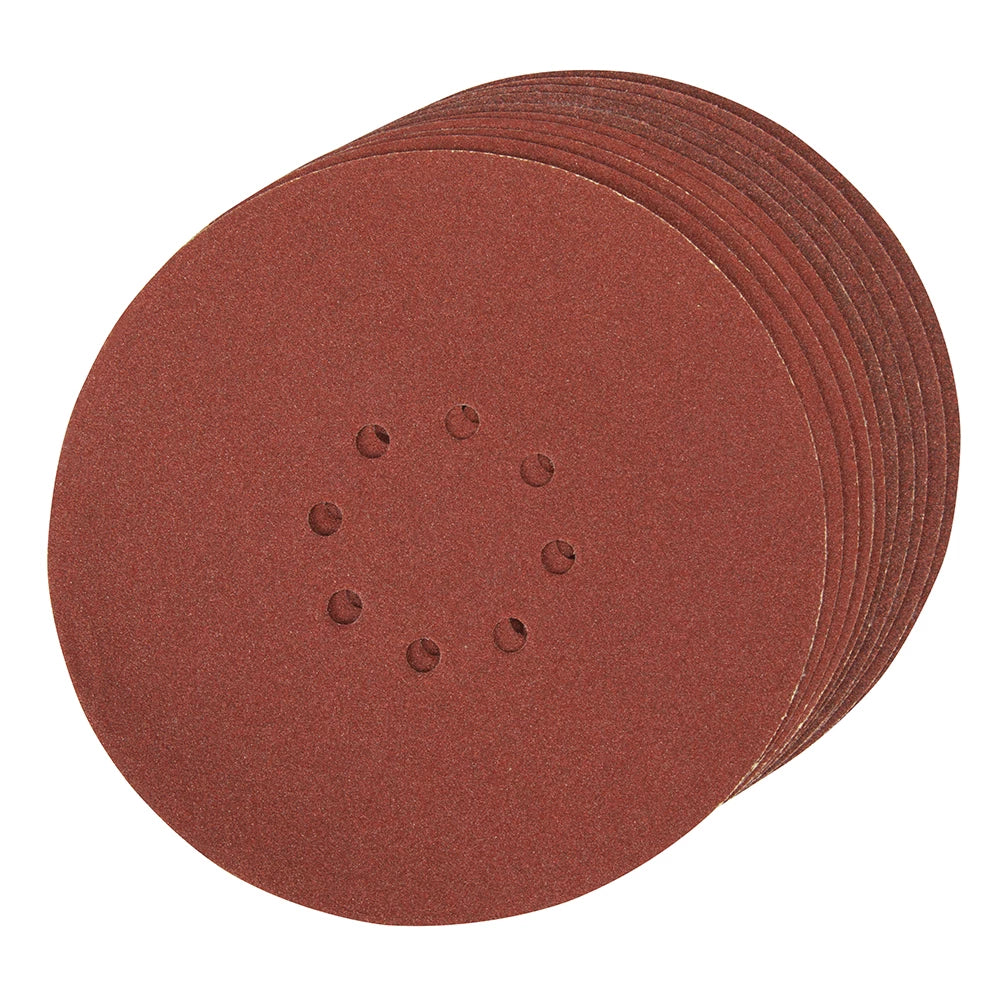 Silverline Hook & Loop Discs Punched 225mm 10Pk - 80 Grit