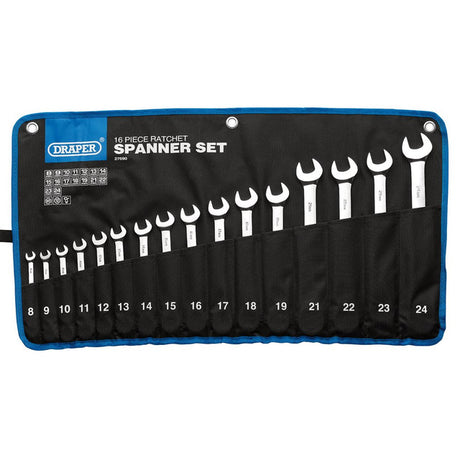 Draper Tools HI-TORQ® Metric Ratchet Combination Spanner Set (16 Piece)