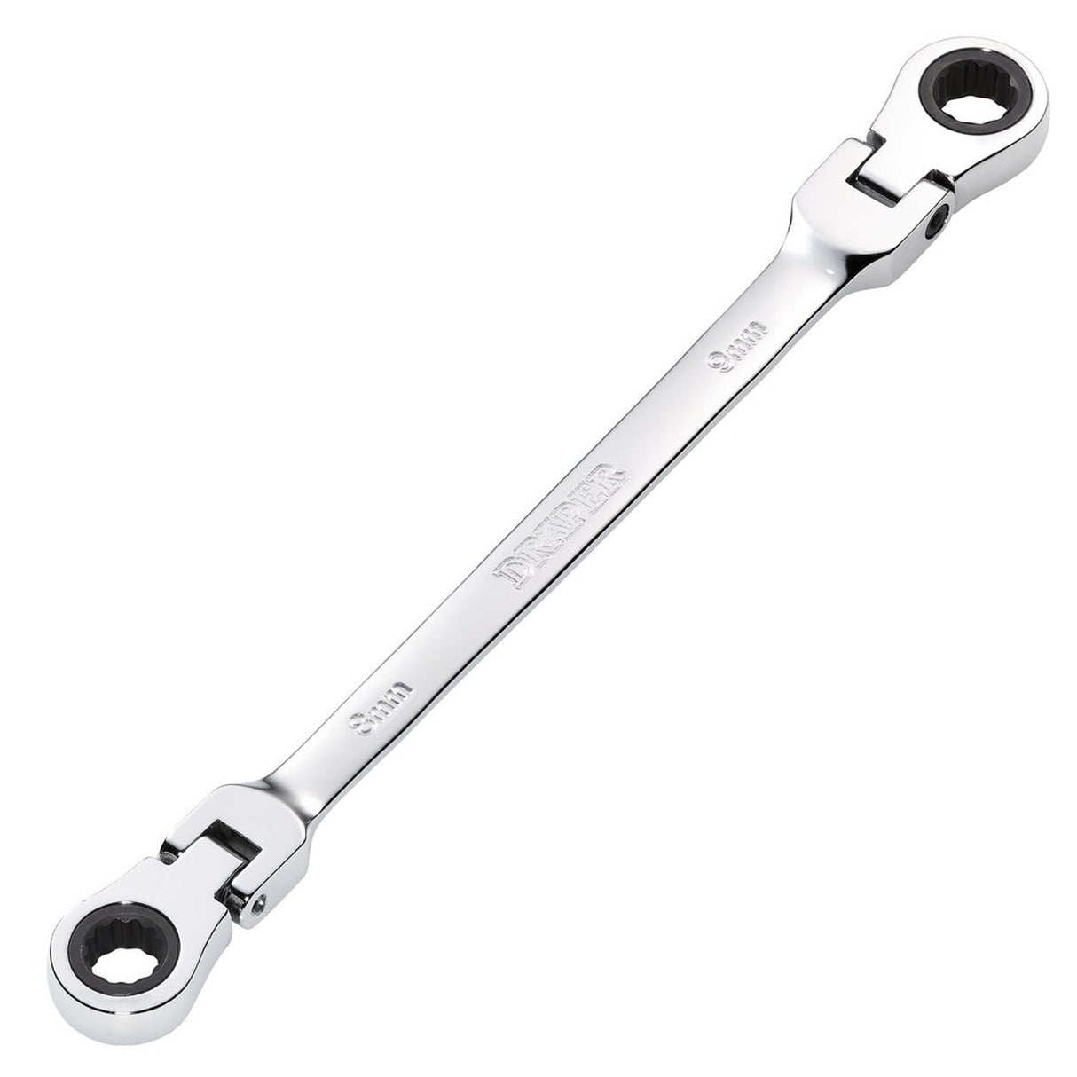 Draper Tools HI-TORQ® Metric Flexible Head Double Ring Ratchet Spanner, 8 x 9mm