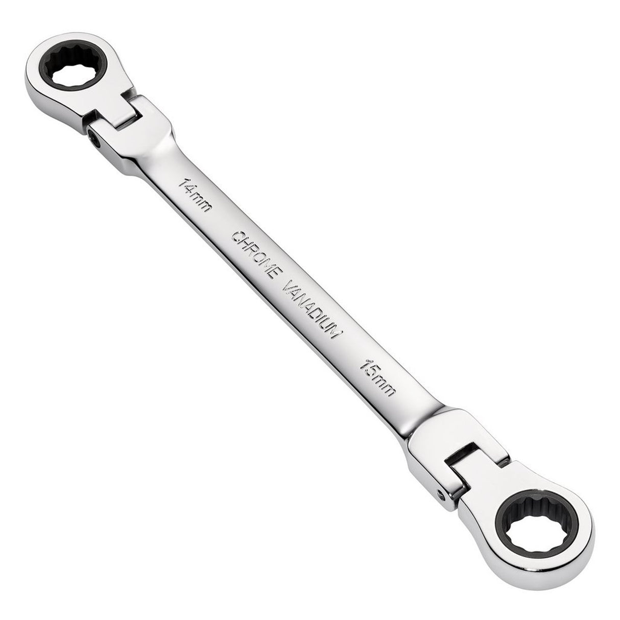 Draper Tools HI-TORQ® Metric Flexible Head Double Ring Ratchet Spanner, 14 x 15mm