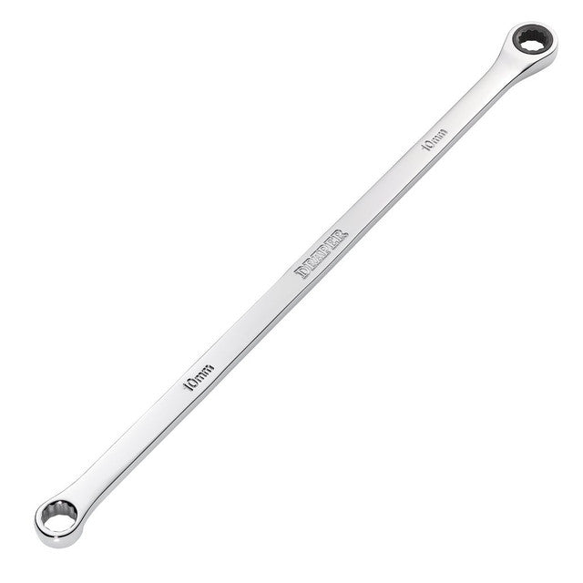 Draper Tools HI-TORQ® Metric Extra-Long Double Ring Ratchet Spanner, 10mm