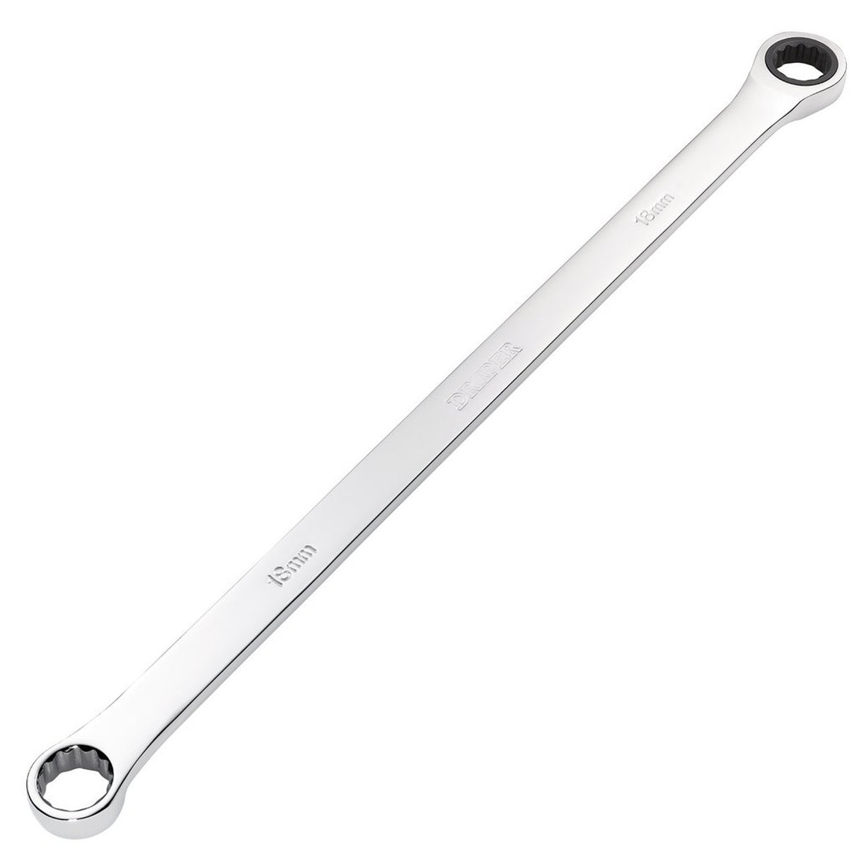 Draper Tools HI-TORQ® Metric Extra-Long Double Ring Ratchet Spanner, 18mm