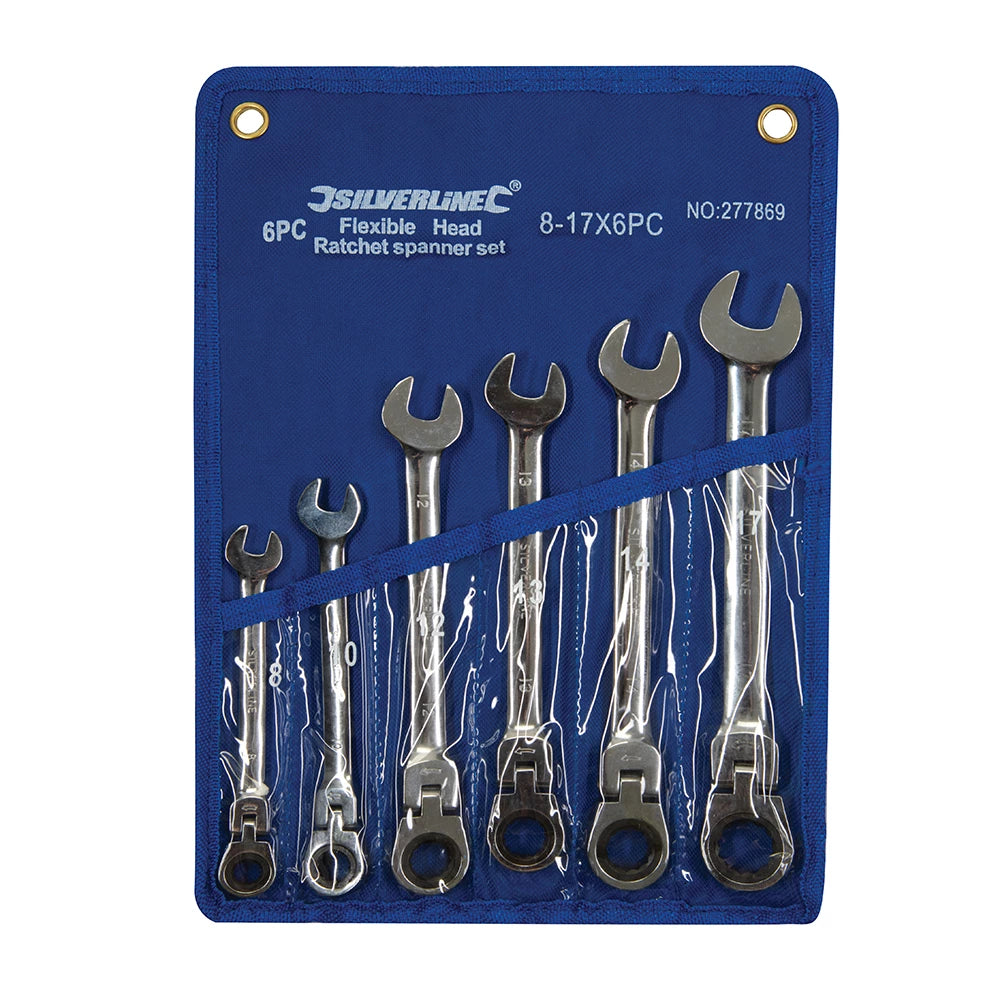 Silverline Flexible Head Ratchet Spanner Set 6Pce