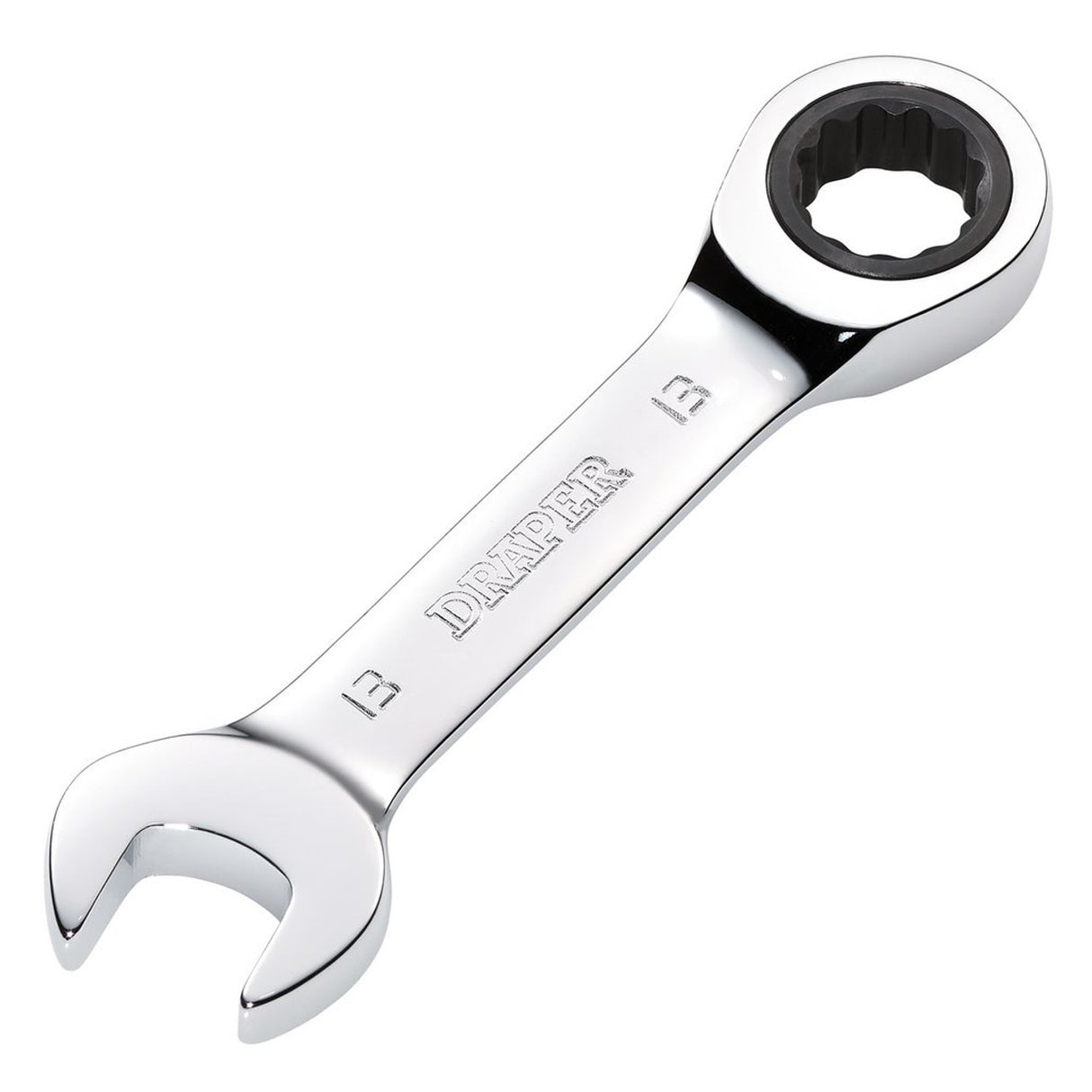 Draper Tools HI-TORQ® Metric Stubby Ratchet Combination Spanner, 13mm