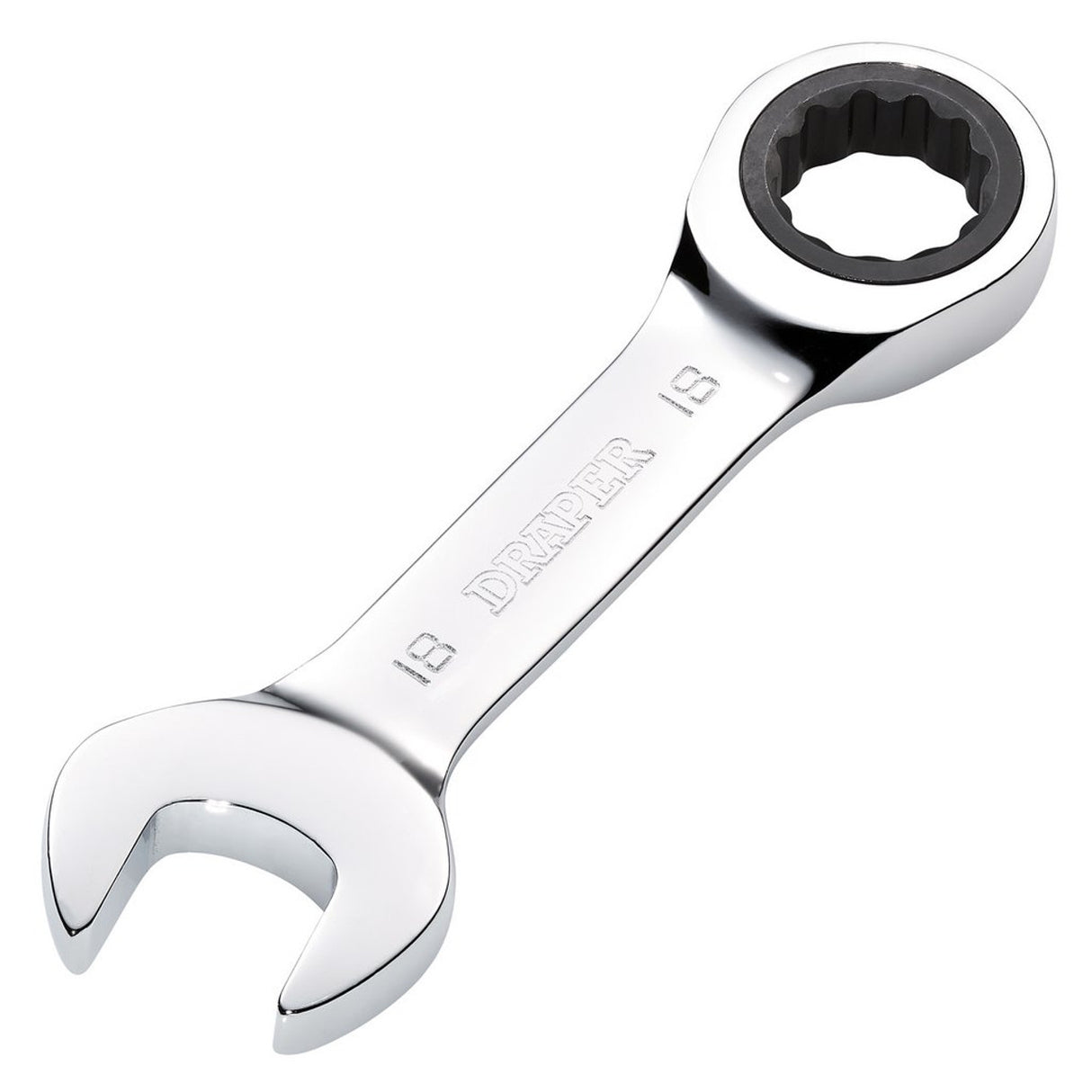 Draper Tools HI-TORQ® Metric Stubby Ratchet Combination Spanner, 18mm