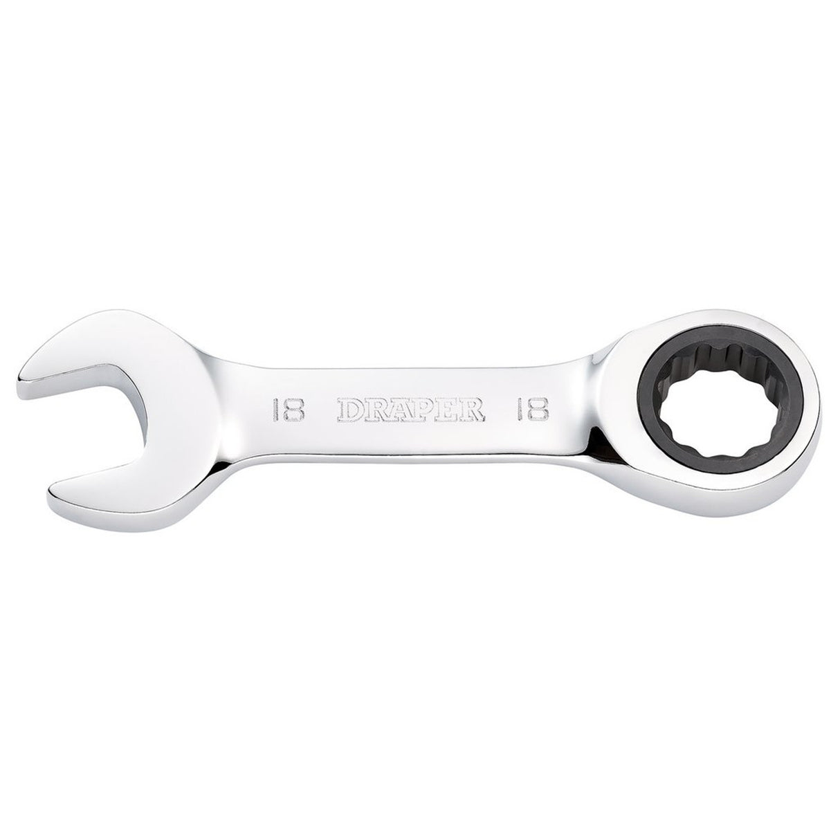 Draper Tools HI-TORQ® Metric Stubby Ratchet Combination Spanner, 18mm