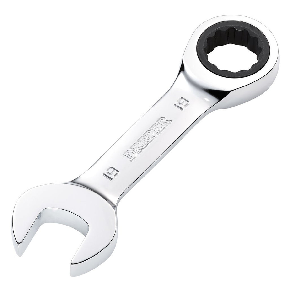 Draper Tools HI-TORQ® Metric Stubby Ratchet Combination Spanner, 19mm