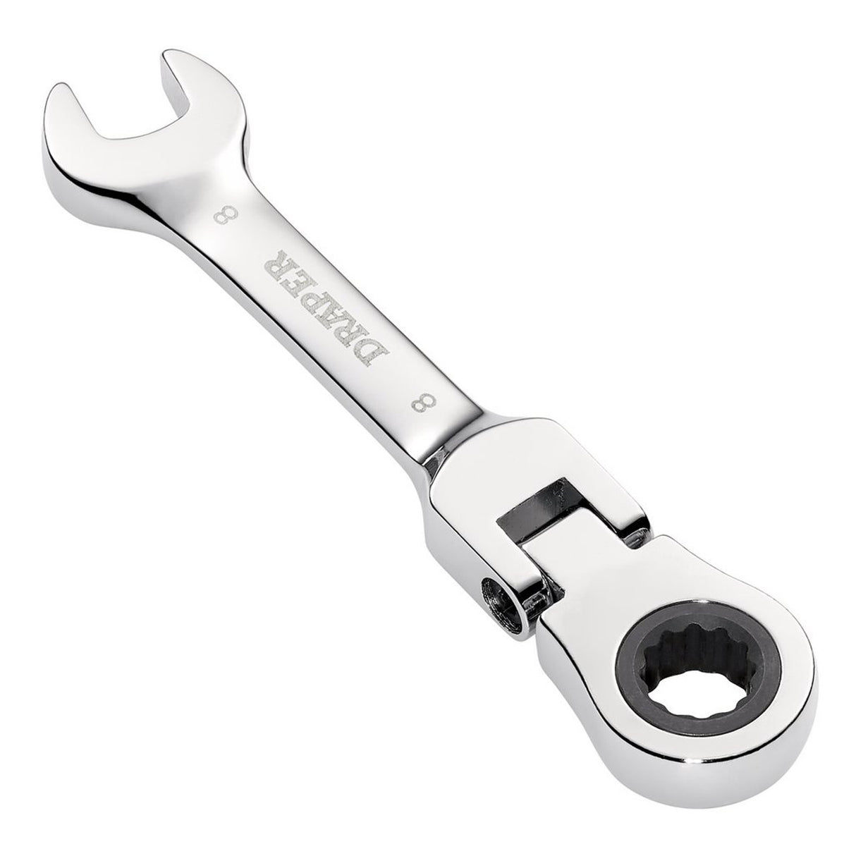 Draper Tools HI-TORQ® Metric Stubby Flexible Head Ratchet Combination Spanner, 8mm