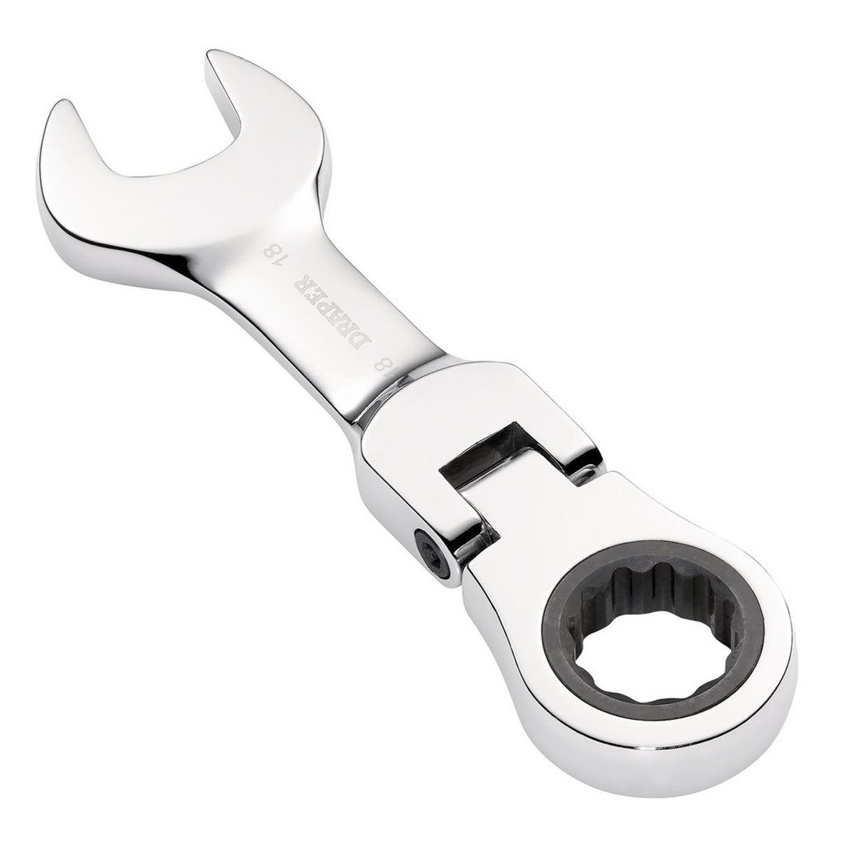 Draper Tools HI-TORQ® Metric Stubby Flexible Head Ratchet Combination Spanner, 18mm