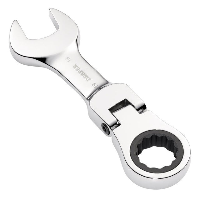 Draper Tools HI-TORQ® Metric Stubby Flexible Head Ratchet Combination Spanner, 19mm