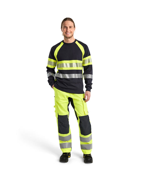 Blaklader Trousers Multinorm Inherent with Stretch 1788 #colour_hi-vis-yellow-navy-blue