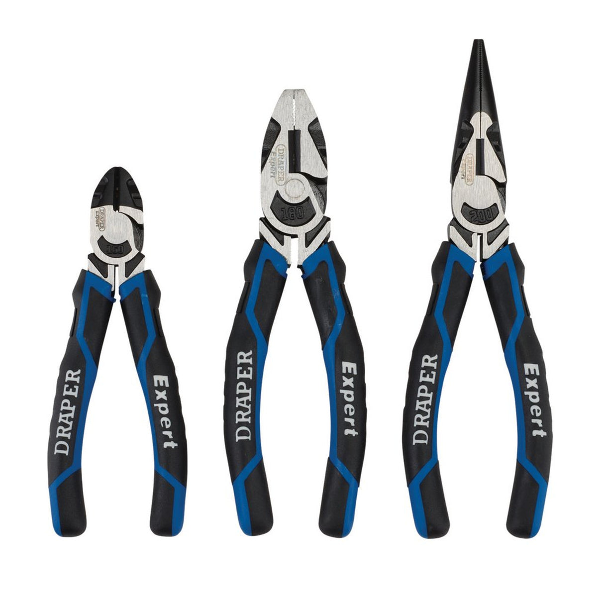 Draper Tools Expert High Leverage Plier Set, Blue (3 Piece)