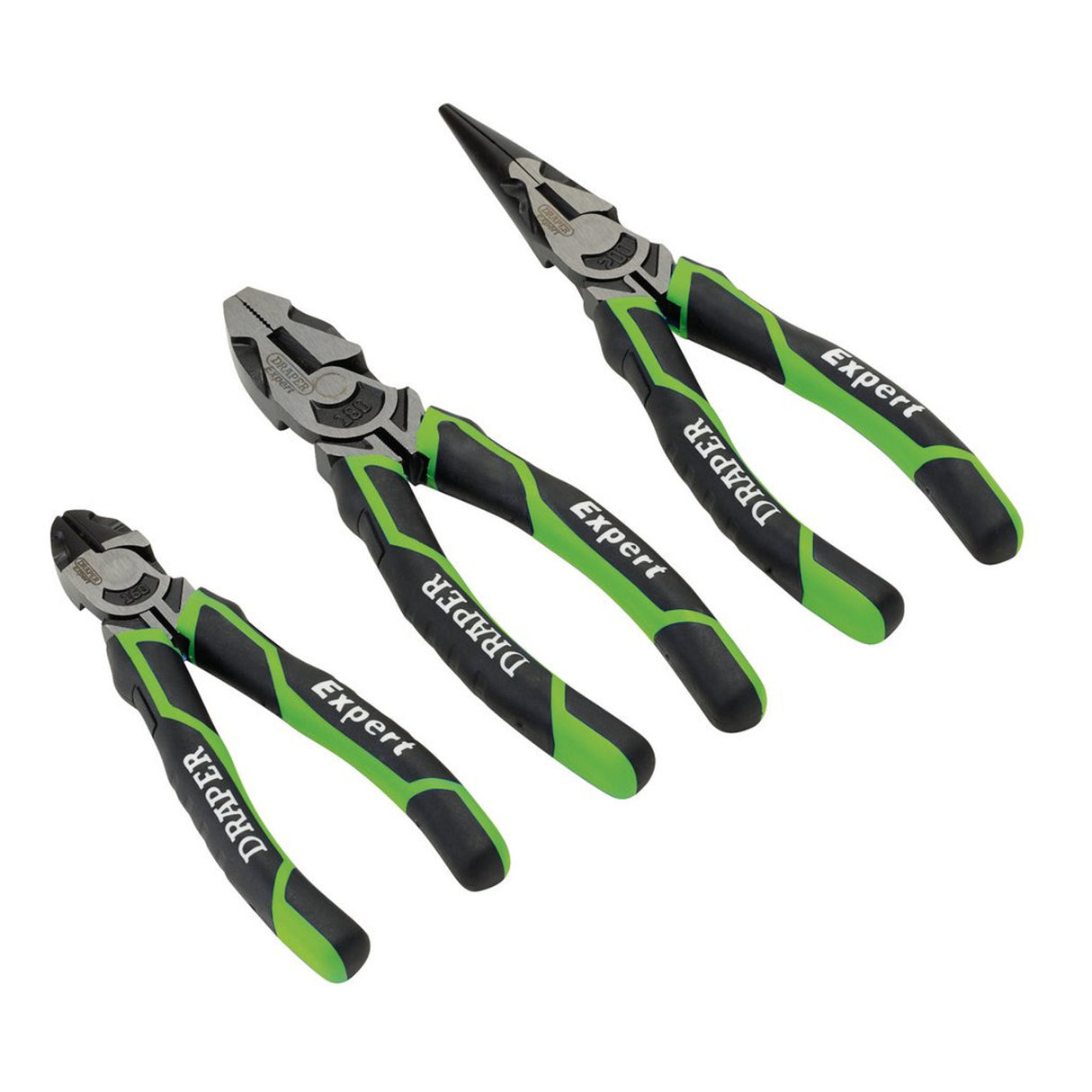 Draper Tools Expert High Leverage Plier Set, Green (3 Piece)