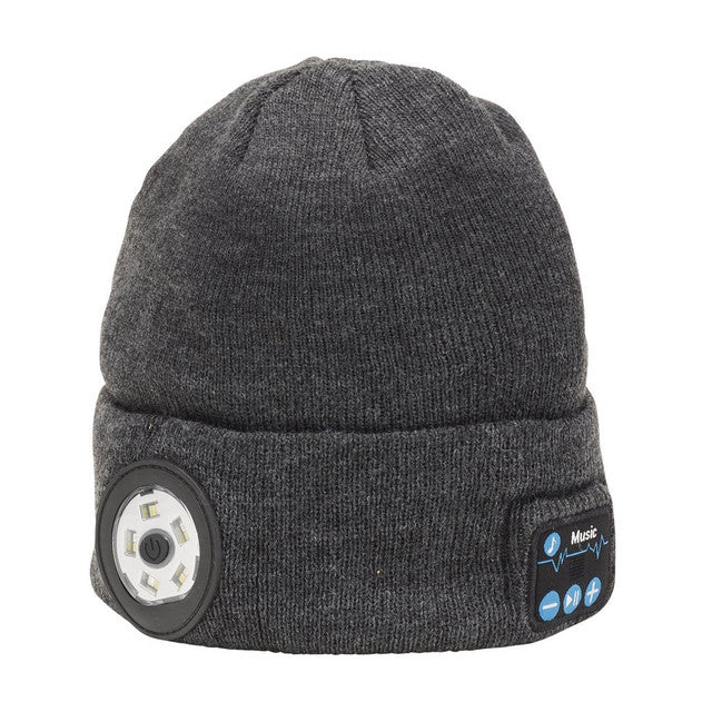 Draper Tools Smart Wireless Rechargeable Beanie With Led Head Torch And Usb Charging Cable, Grey, One Size
