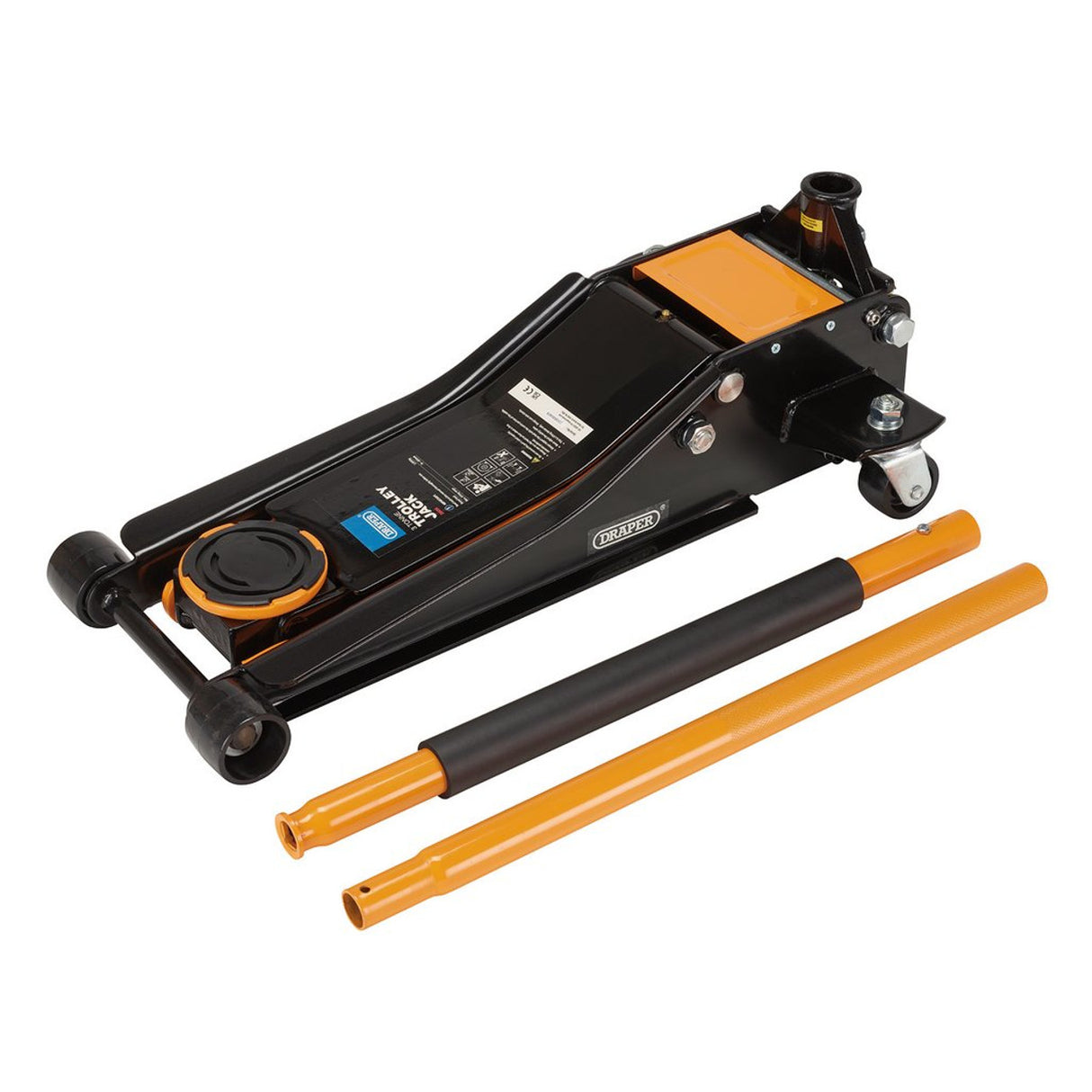 Draper Tools Trolley Jack, 3 Tonne, Orange