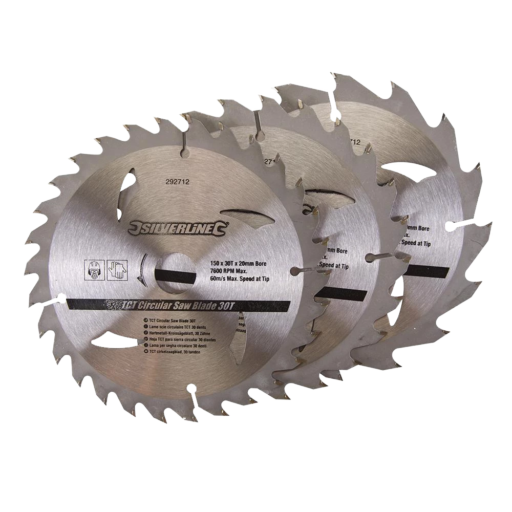 Silverline TCT Circular Saw Blades 16, 24, 30T 3Pk