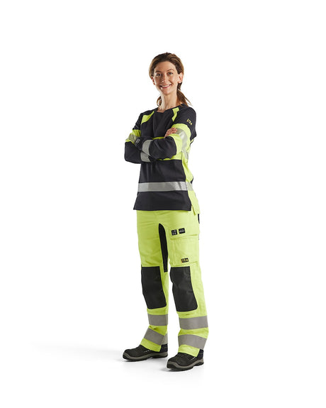 Blaklader Trousers Multinorm Inherent with Stretch Women 7191 #colour_hi-vis-yellow-navy-blue