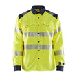 Blaklader Multinorm Shirt 3239 #colour_hi-vis-yellow-navy-blue