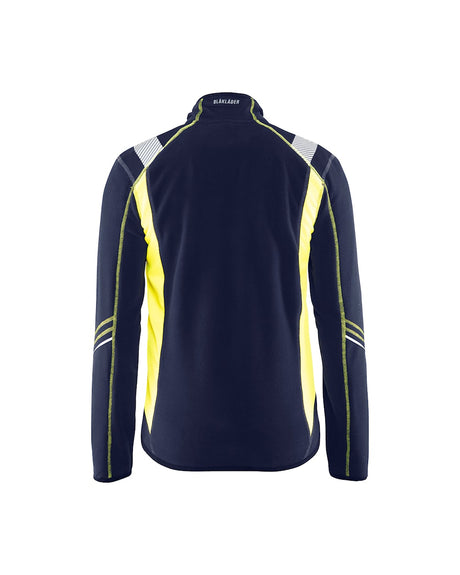 Blaklader Microfleece Jacket 4993 #colour_navy-blue-hi-vis-yellow