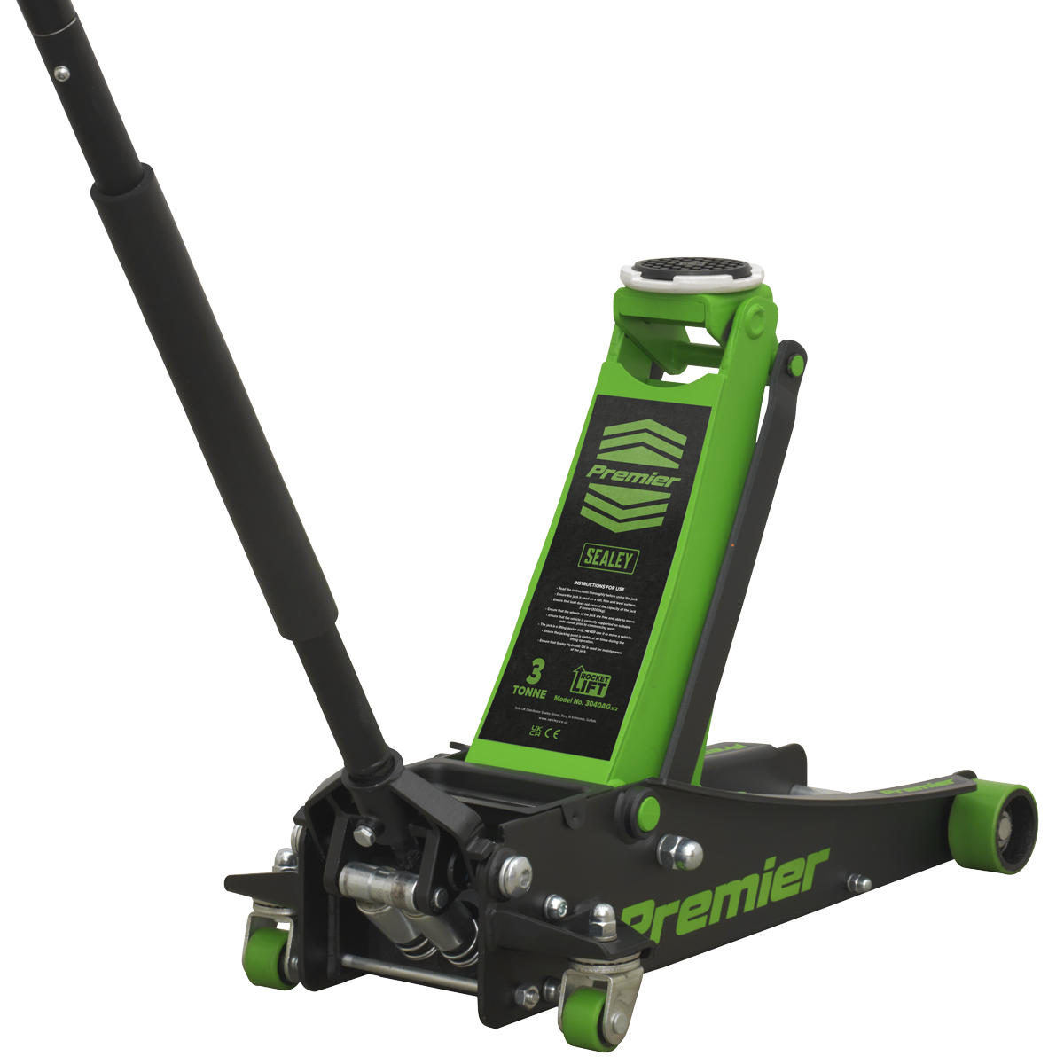 Sealey Trolley Jack 3 Tonne Low Profile Rocket Lift Green